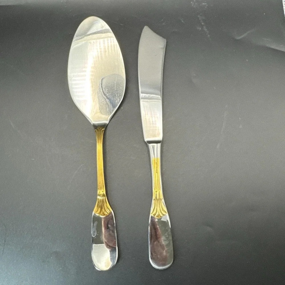 Gottinghen Cake‎ Knife Server 18/10 Stainless Steel Plated With 24K Gold ITALY